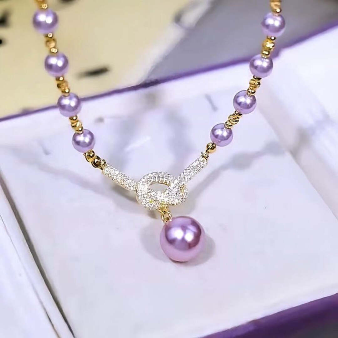 Collana Principessa con Perla e Brillante Nodo - Brillanza™