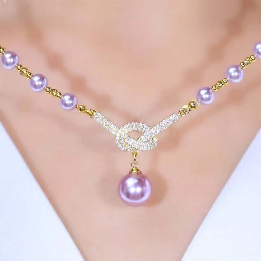 Collana Principessa con Perla e Brillante Nodo - Brillanza™
