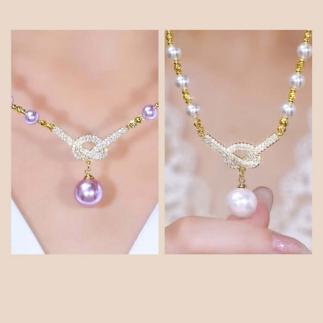 Collana Principessa con Perla e Brillante Nodo - Brillanza™